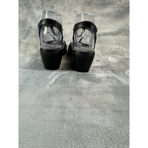 J 41 Adventure On Sandals Womens 6M Cassia T-Strap black Faux Leather heel Wedge - Picture 9 of 16